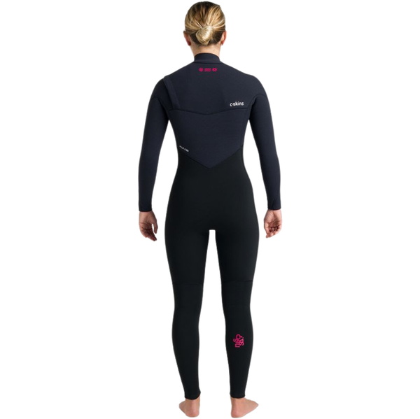 2026 C-Skins Womens Nuwave Rewired 5/4mm Chest Zip Wetsuit CRW54WC - Black / Black / Rose